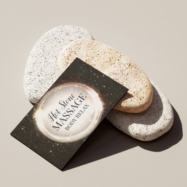 Hot Stone Body Massage Glitzer Black Visitenkarte (Perfect for business)