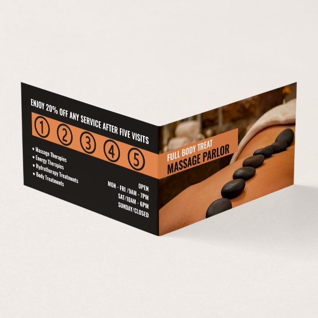 Hot Stone, Massage Therapeut, Loyalität des Salons Visitenkarten (Vorderseite)