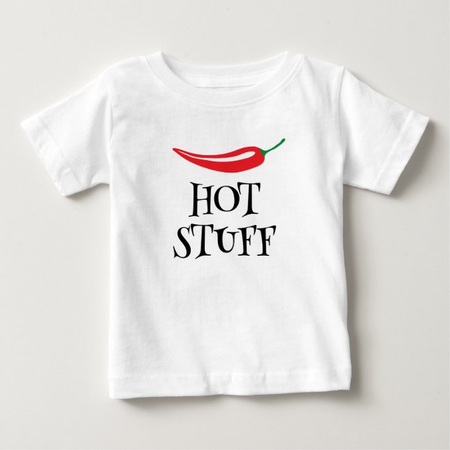Hot Stuff lustige würzige Cayenne Chili Pfeffer Baby T-shirt (Vorderseite)