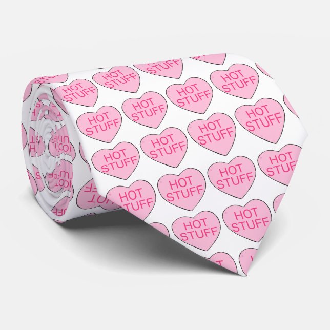 Hot Stuff Pink Candy Hearts Valentine's Day Krawat Krawatte (Gerollt)