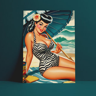 Hot Summer Beach Button Postkarte
