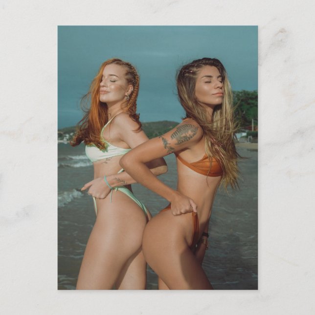 Hot Summer Bikini Girls Foto Postkarte (Vorderseite)