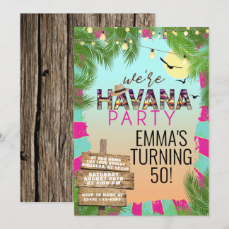 Hot Summer Havana Nights Retro Tropisches Party Einladung