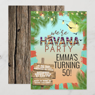 Hot Summer Havana Nights Retro Tropisches Party Einladung