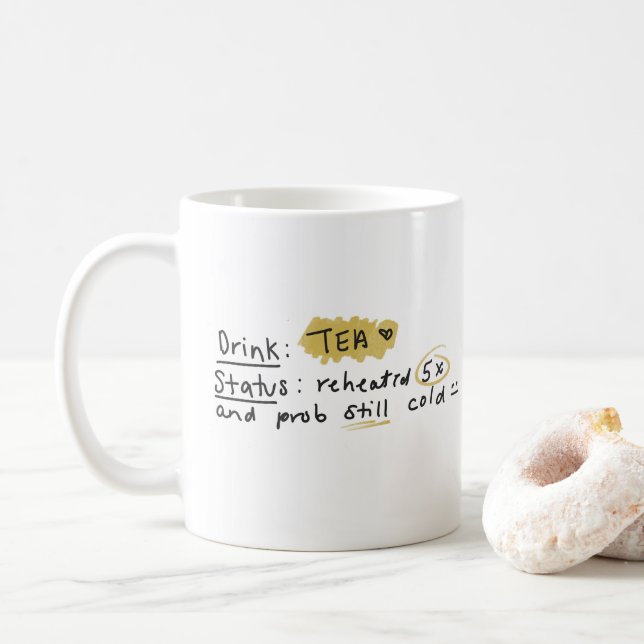 Hot Tea, Iced Tea, Illustration Mug Kaffeetasse (Mit Donut)