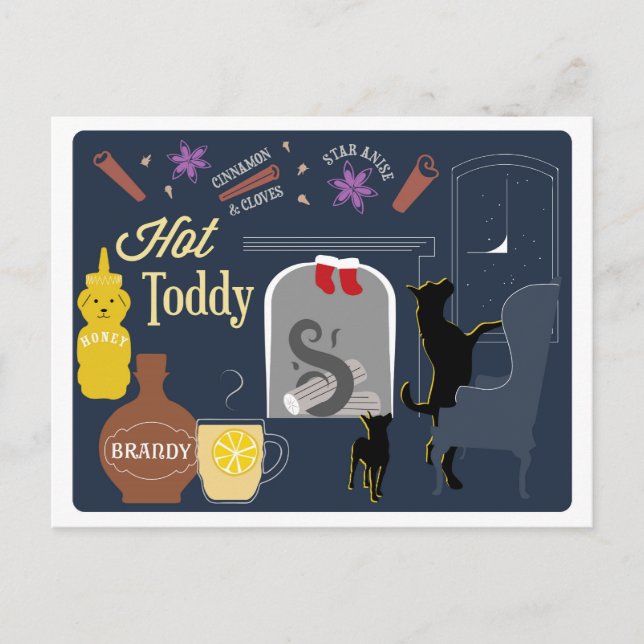 Hot Toddy Winter Cocktail Postkarte (Vorderseite)