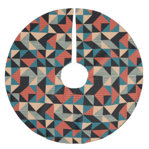 Hot Triangle: Geometrischer Memphis-Stil. Polyester Weihnachtsbaumdecke