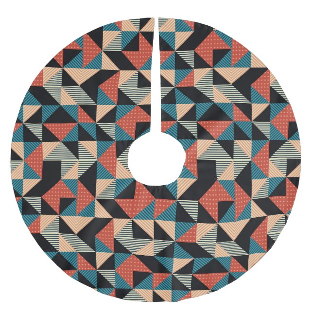 Hot Triangle: Geometrischer Memphis-Stil. Polyester Weihnachtsbaumdecke (Vorderseite)
