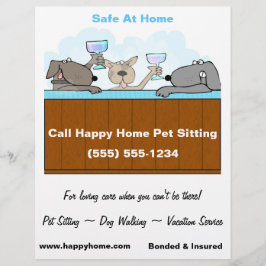 Hot Tub Hunde feiern mit Champagner 8x11 Flyer