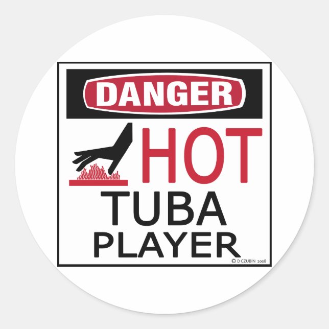 Hot Tuba Player Runder Aufkleber (Vorderseite)