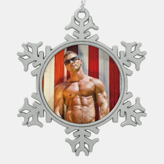 Hot Typ Musclest Sexy Shirless Man Hunk Schneeflocken Zinn-Ornament
