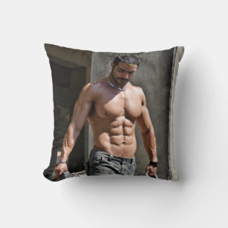 Hot Typ Sexy Shirtless Construction Worker Muskel Kissen