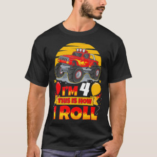 Hot Wheels Birthday Im 4 This Is How I Roll T-Shirt