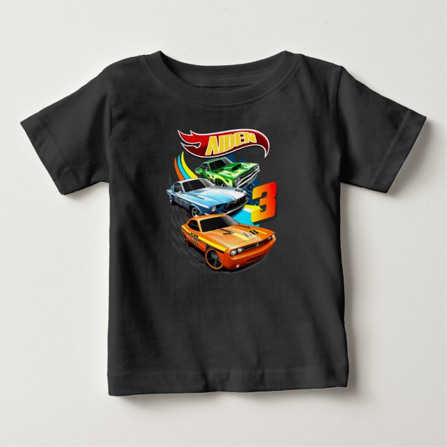 Hot Wheels Birthday T Shirt, Hot Wheels Thementeil Baby T-shirt (Vorderseite)