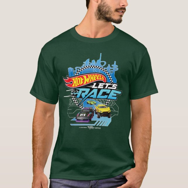 Hot Wheels Lets Race Racing Cityscape T-Shirt (Vorderseite)
