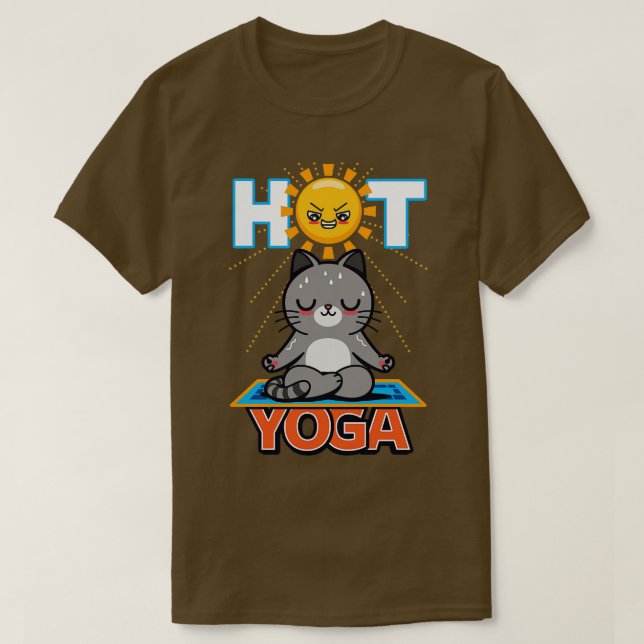 Hot Yoga Funny Niedlich Kawaii Sommerkatze Meditie T-Shirt (Design vorne)
