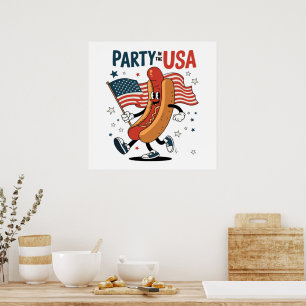 Hotdog 4. Juli Feuerwerk Unabhängigkeitstag Poster