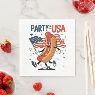 Hotdog 4. Juli Feuerwerk Unabhängigkeitstag Serviette