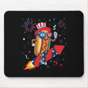 Hotdog 4. Juli Patriotische Rakete und Feuerwerk Mousepad