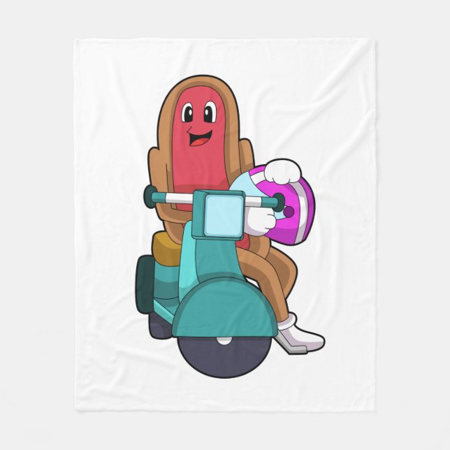 Hotdog als Biker mit Scooter.PNG Fleecedecke (Vorderseite)
