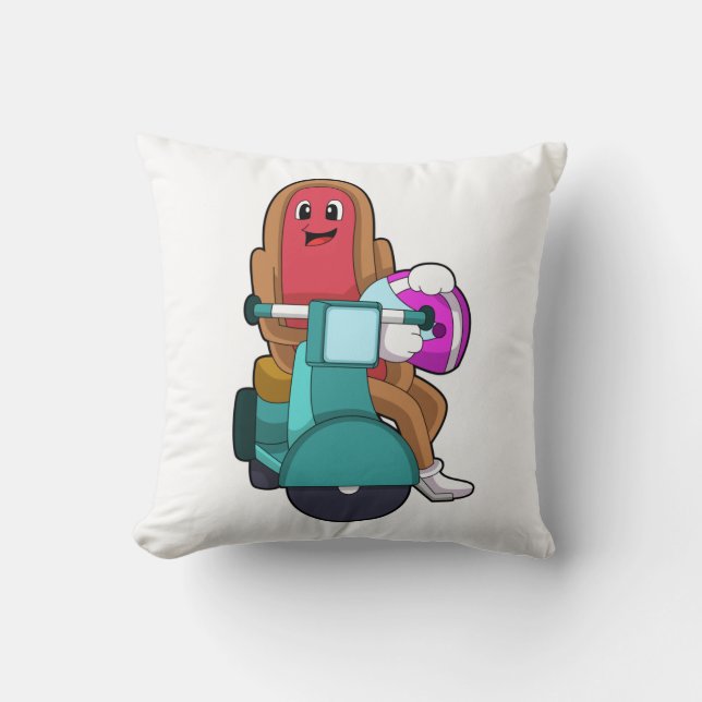 Hotdog als Biker mit Scooter.PNG Kissen (Vorderseite)