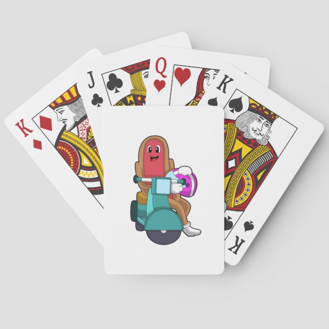 Hotdog als Biker mit Scooter.PNG Spielkarten (Rückseite)