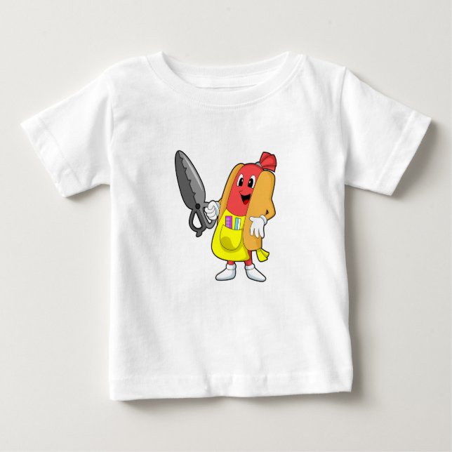 Hotdog als Friseur mit Schere Baby T-shirt (Vorderseite)