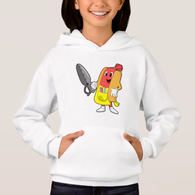 Hotdog als Friseur mit Schere Hoodie (Vorderseite)