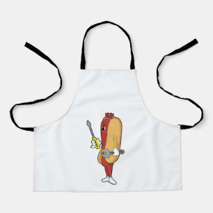 Hotdog als Mechaniker mit Tool Schürze