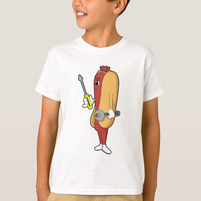Hotdog als Mechaniker mit Tool T-Shirt (Vorderseite)