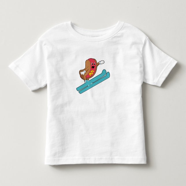 Hotdog als Ski-Jumper mit Ski.PNG Kleinkind T-shirt (Vorderseite)