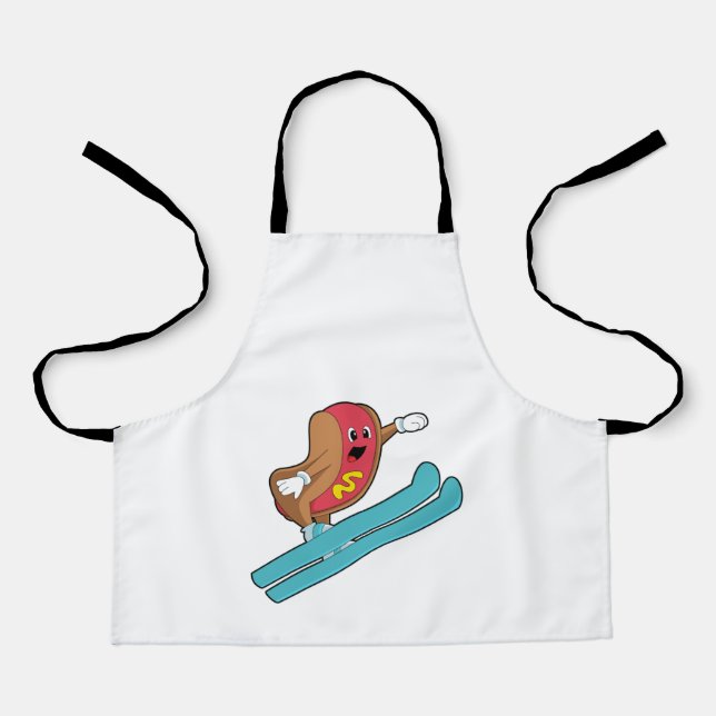 Hotdog als Ski-Jumper mit Ski.PNG Schürze (Vorderseite)