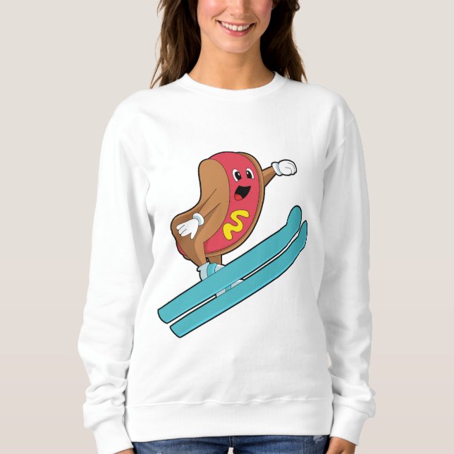 Hotdog als Ski-Jumper mit Ski.PNG Sweatshirt (Vorderseite)