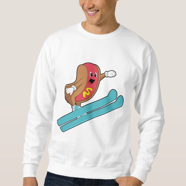 Hotdog als Ski-Jumper mit Ski.PNG Sweatshirt (Vorderseite)
