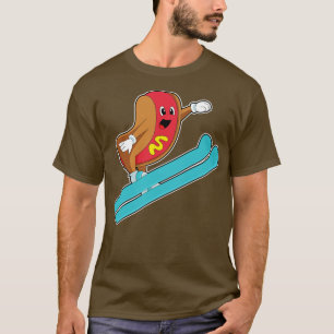 Hotdog als Skispringer mit Ski  T-Shirt
