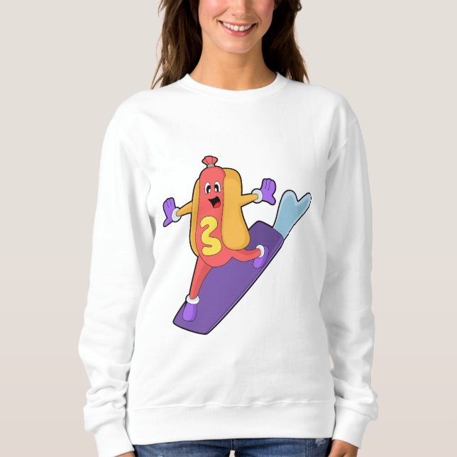 Hotdog als Snowboarder mit Sonowboard Sweatshirt (Vorderseite)