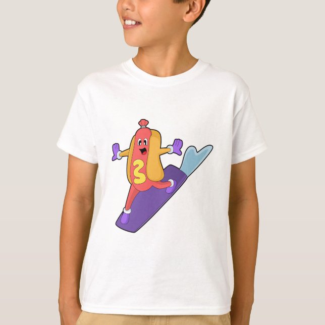 Hotdog als Snowboarder mit Sonowboard T-Shirt (Vorderseite)