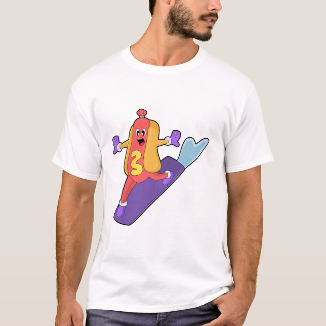 Hotdog als Snowboarder mit Sonowboard T-Shirt (Vorderseite)
