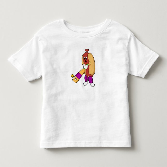 Hotdog bei Cricket mit Cricket-Schläger Kleinkind T-shirt (Vorderseite)