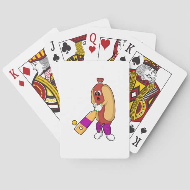 Hotdog bei Cricket mit Cricket-Schläger Spielkarten (Rückseite)