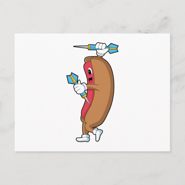 Hotdog bei Darts mit Dart.PNG Postkarte (Vorderseite)