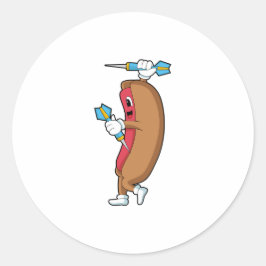 Hotdog bei Darts mit Dart.PNG Runder Aufkleber