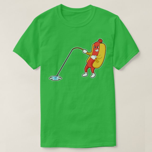 Hotdog beim Fischen mit Fang T-Shirt (Design vorne)