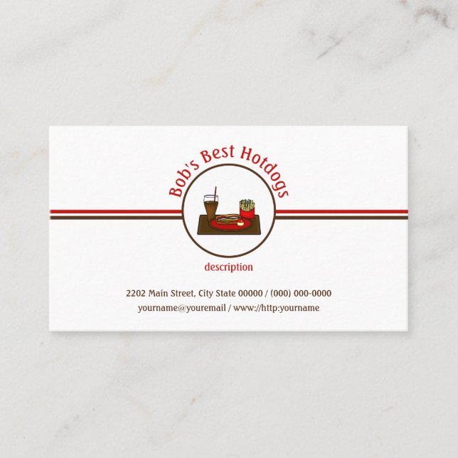 Hotdog Diner Fast Food Restaurant Logo Visitenkarte (Vorderseite)
