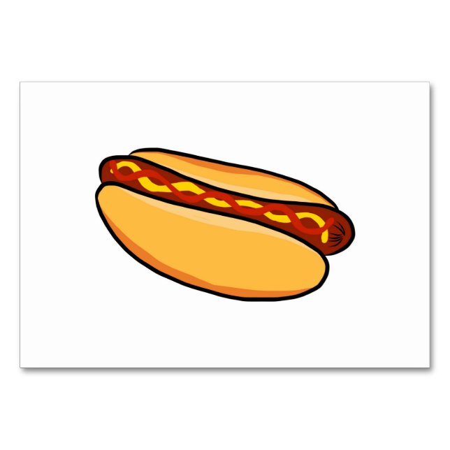 HotDog Hot Dog Juicy Yummy Sausage Warm Buns Art Tischnummer (Vorderseite)