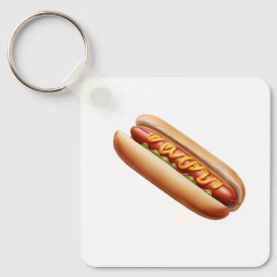 Hotdog mit Senf Schlüsselanhänger