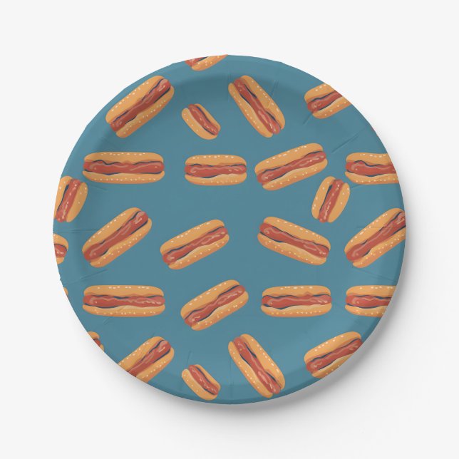 Hotdog Paper Party Tellers Sport 4. Juli Pappteller (Vorderseite)