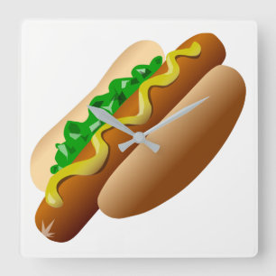 Hotdog Quadratische Wanduhr