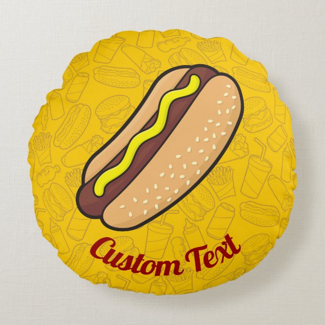 Hotdog Round Pillow Rundes Kissen (Vorderseite)