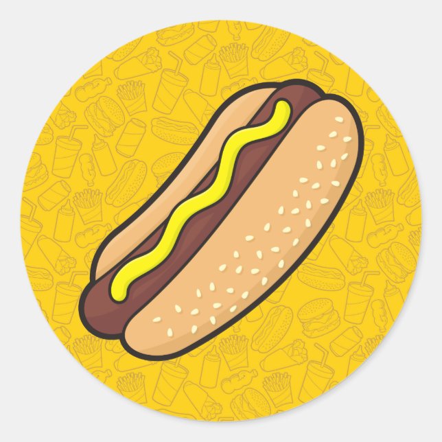 Hotdog Runder Aufkleber (Vorderseite)